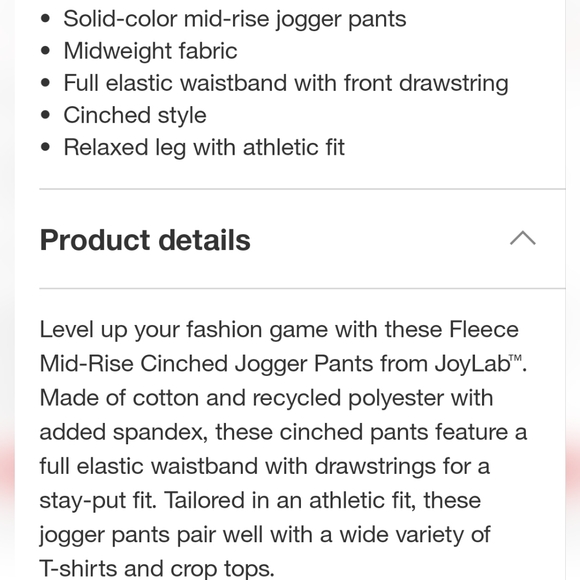 JoyLab Women's Fleece Mid Rise Cinched Jogger Pants ~ Heathered Gray - Picture 4 of 15